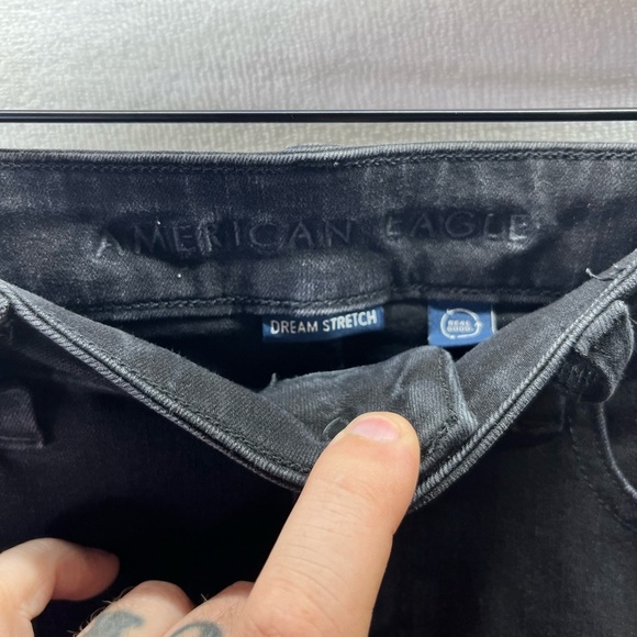 American Eagle Dream Stretch High Rise Jegging Jeans Womens 2 Black Denim 2176 - Picture 2 of 10